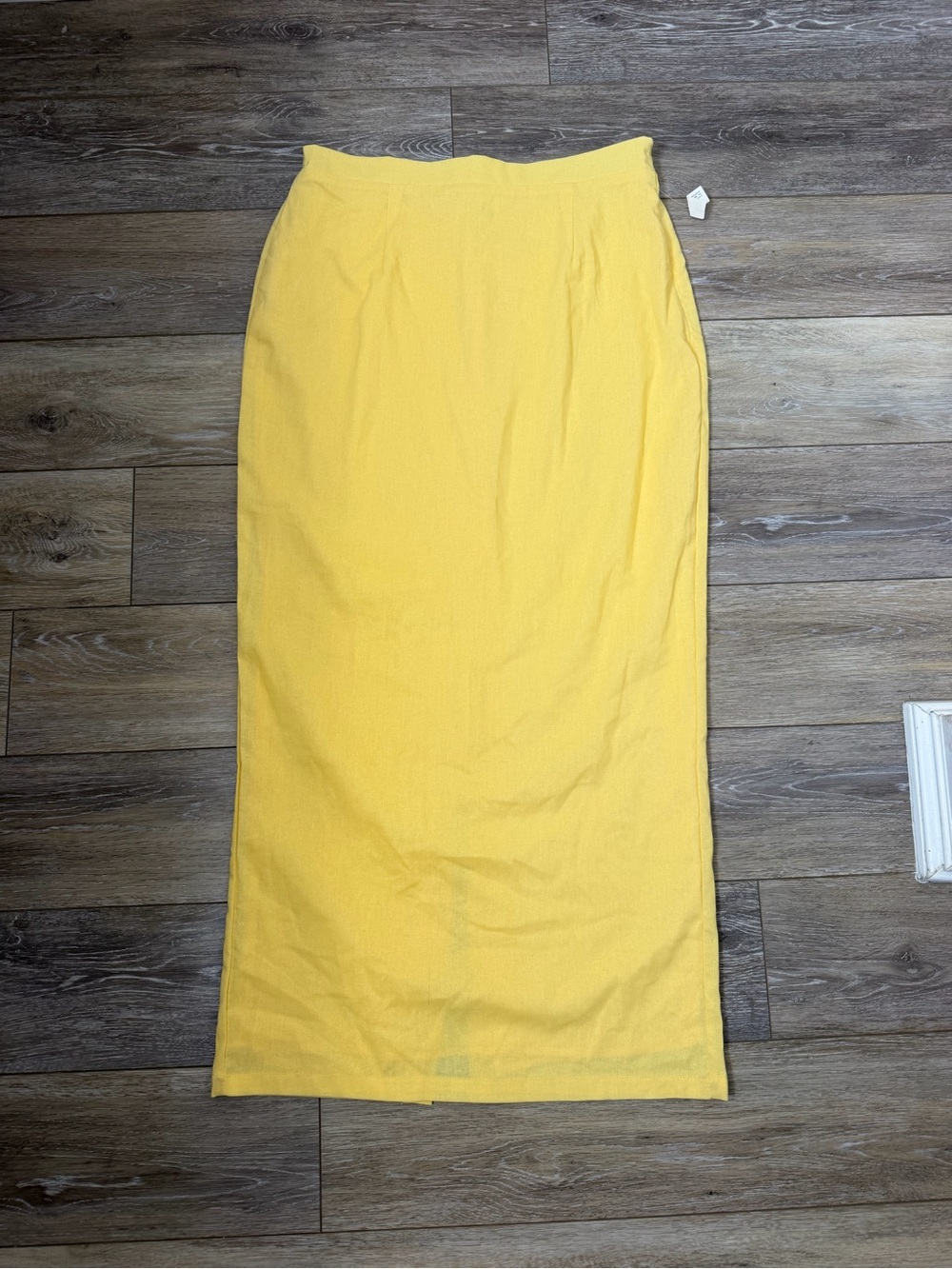 Paper heart Bright Yellow Maxi Skirt Linen Blend High-Waist Skirt